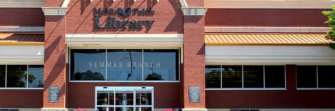 Semmes Regional Library building exterior and entrance