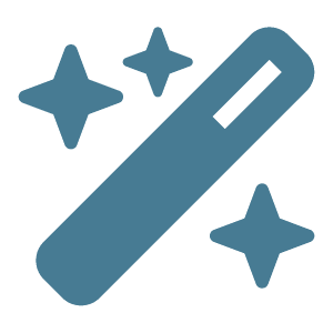 Magic wand with sparkles icon